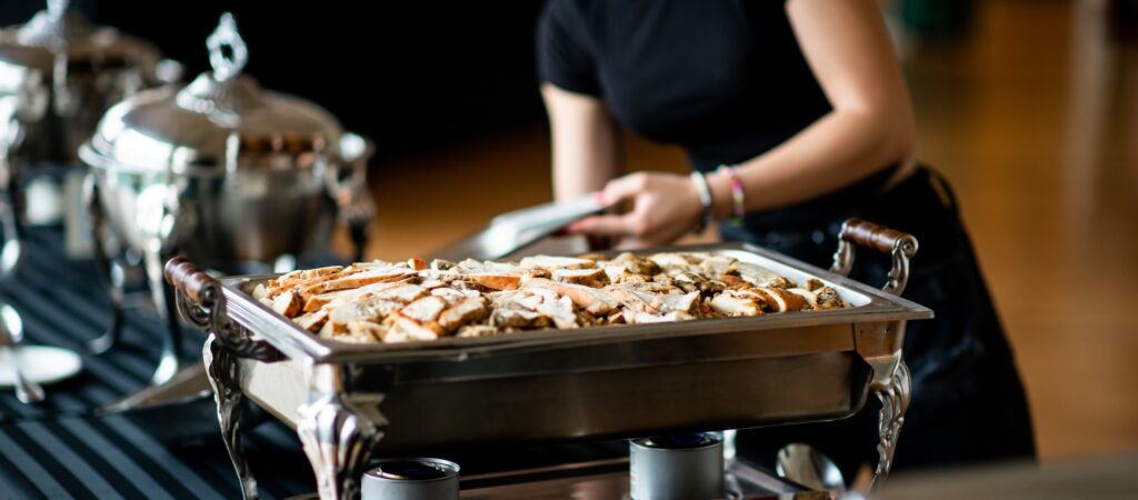 Setting up buffet dinner