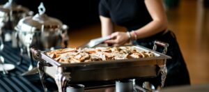 Setting up buffet dinner