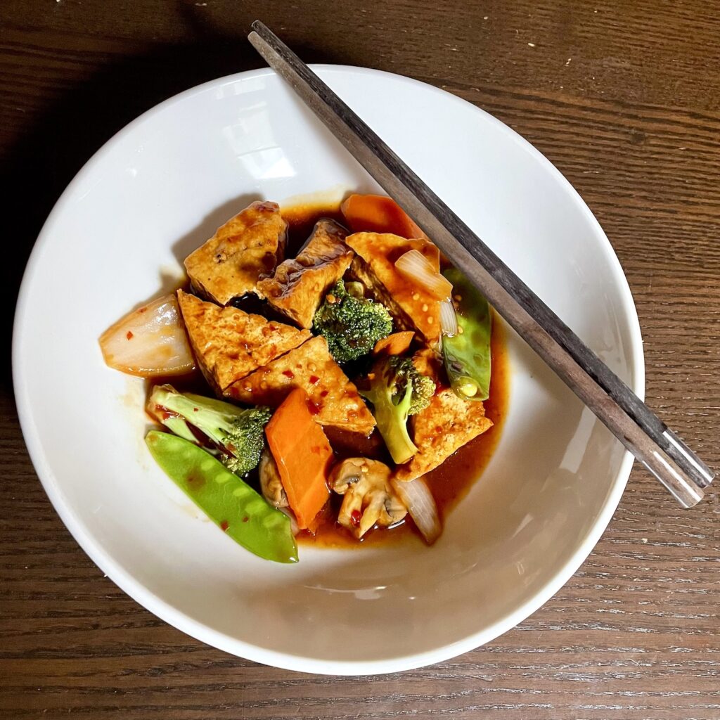 Chinese homestyle tofu with spicy Szechuan sauce